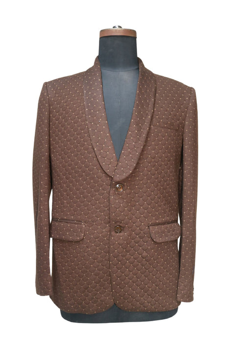 Brown Checkered Smoking Jacket