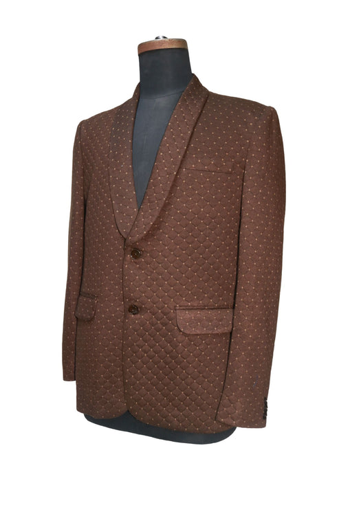 Brown Checkered Smoking Jacket