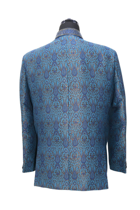 Hand Embroidered Sapphire Nehru Jacket