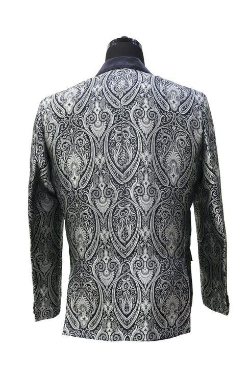 Hand Embroidered Titanium Blazer