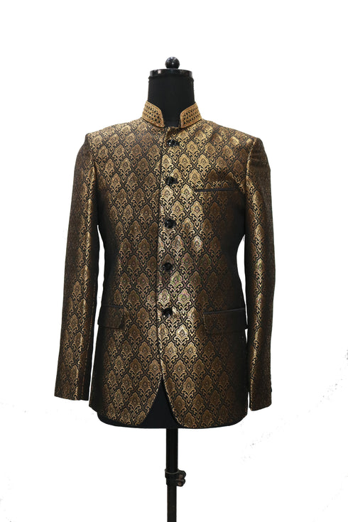 Hand Embroidered Gold Foil Nehru