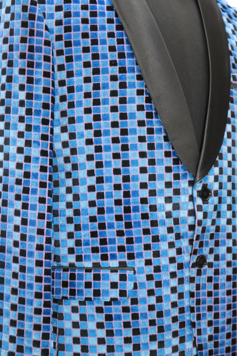 Checkered Velvet Smoking Jacket