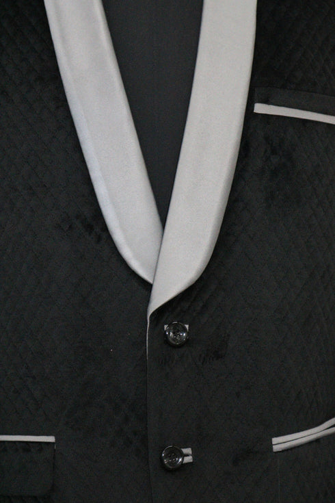 Black Quilted Velvet Smoking Jacket