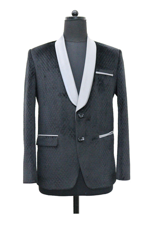Black Quilted Velvet Smoking Jacket