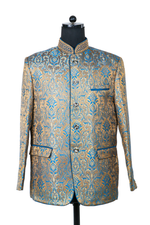 Hand Embroidered Blonde Nehru Jacket