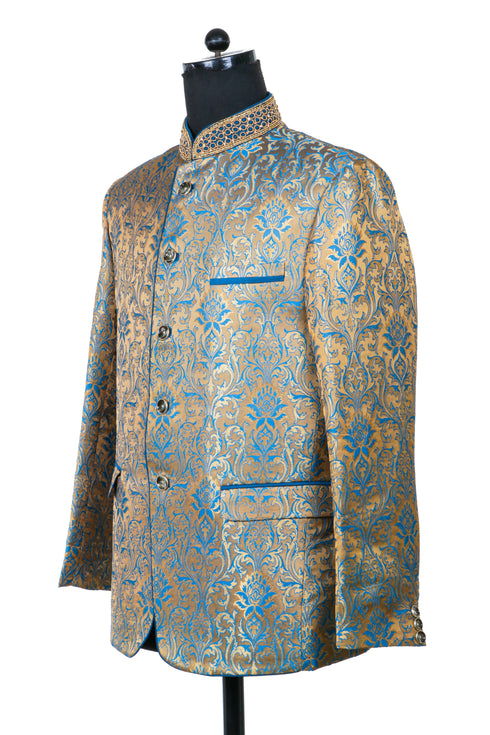 Hand Embroidered Blonde Nehru Jacket