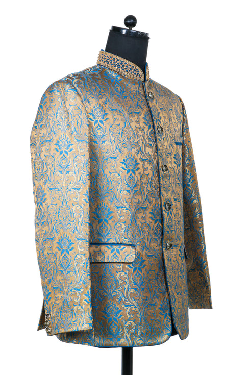 Hand Embroidered Blonde Nehru Jacket