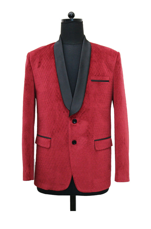 Red Quilted Velvet Smoking Jacket
