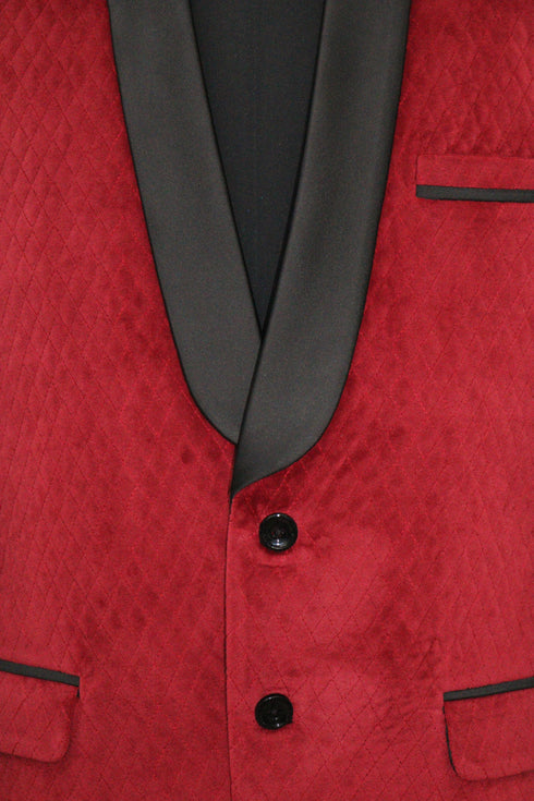 Red Quilted Velvet Smoking Jacket