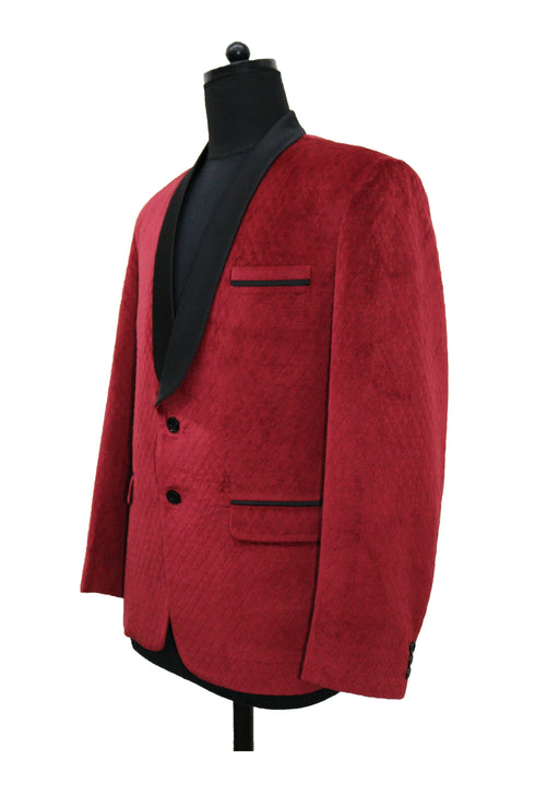 Red Quilted Velvet Smoking Jacket